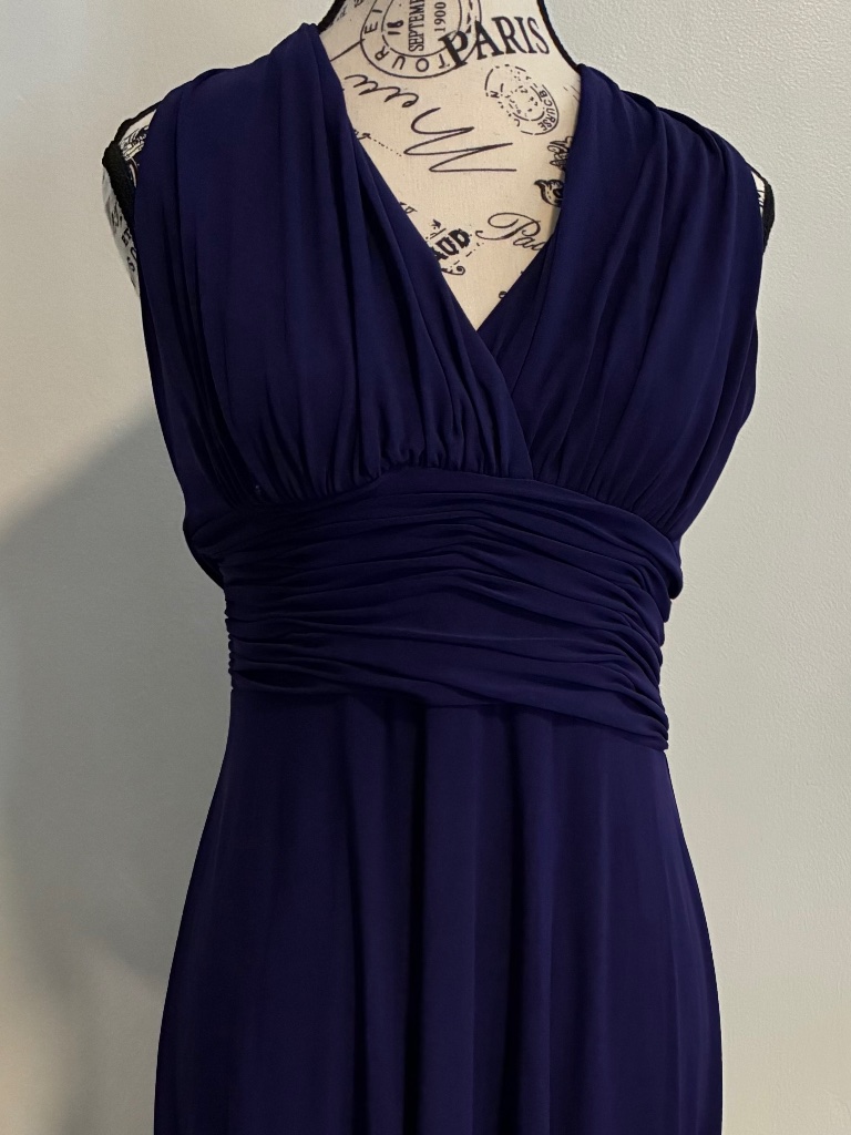 Evan Picone Purple Ruched Sleeveless Midi Dress. Size 4. Euc. Party, Formal.